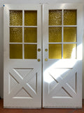6-Light/ "X" Panel French Door Pair w/ Amber Glass (FDP-53)