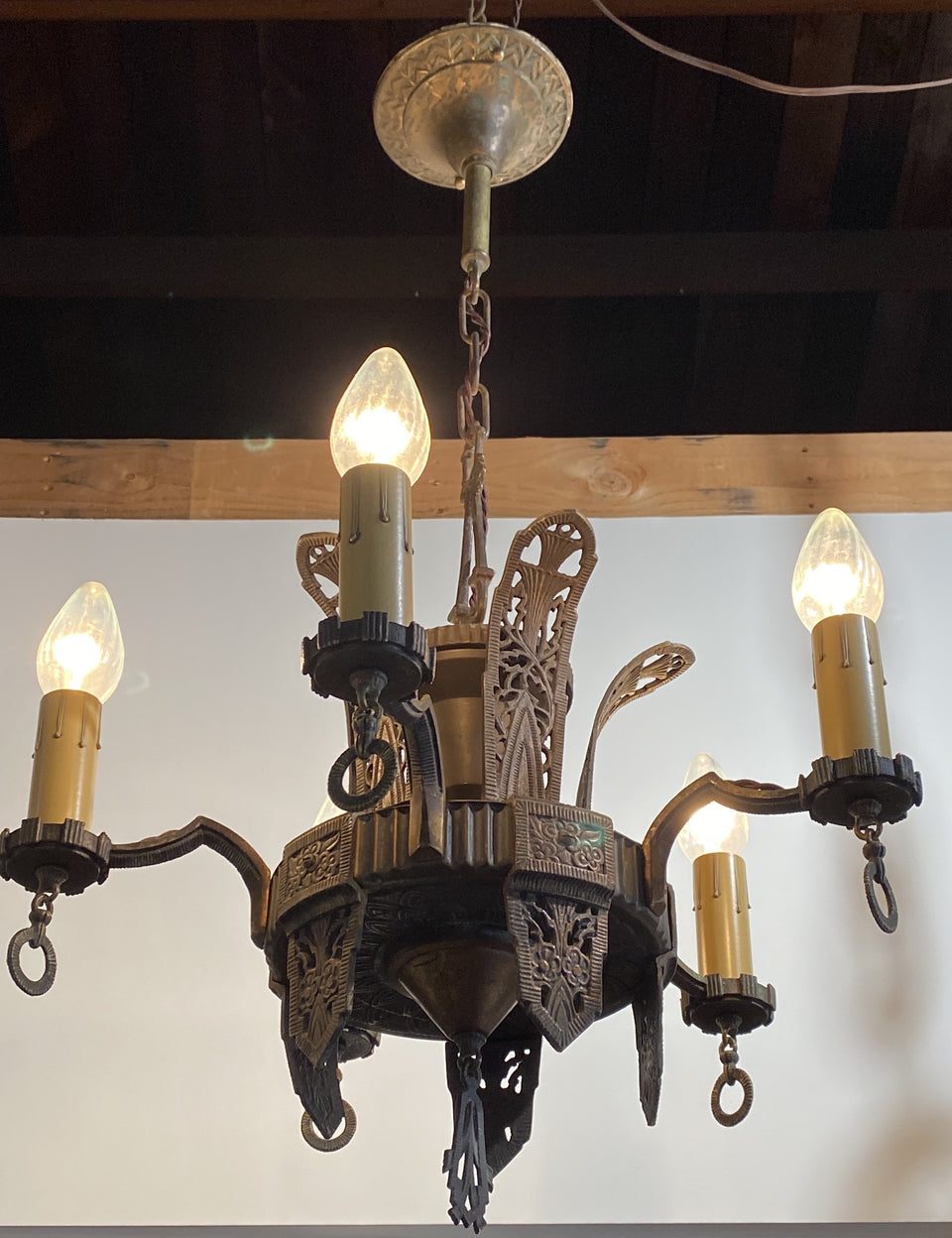 5Light ReliefDetail Chandelier (LT318) Pasadena Architectural Salvage