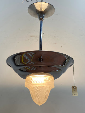 Large Chrome Pendant w/ Frosted Shade (LT-341)