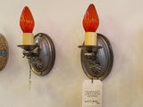 A pair of Simple nickel plated sconces [OCT18-19]
